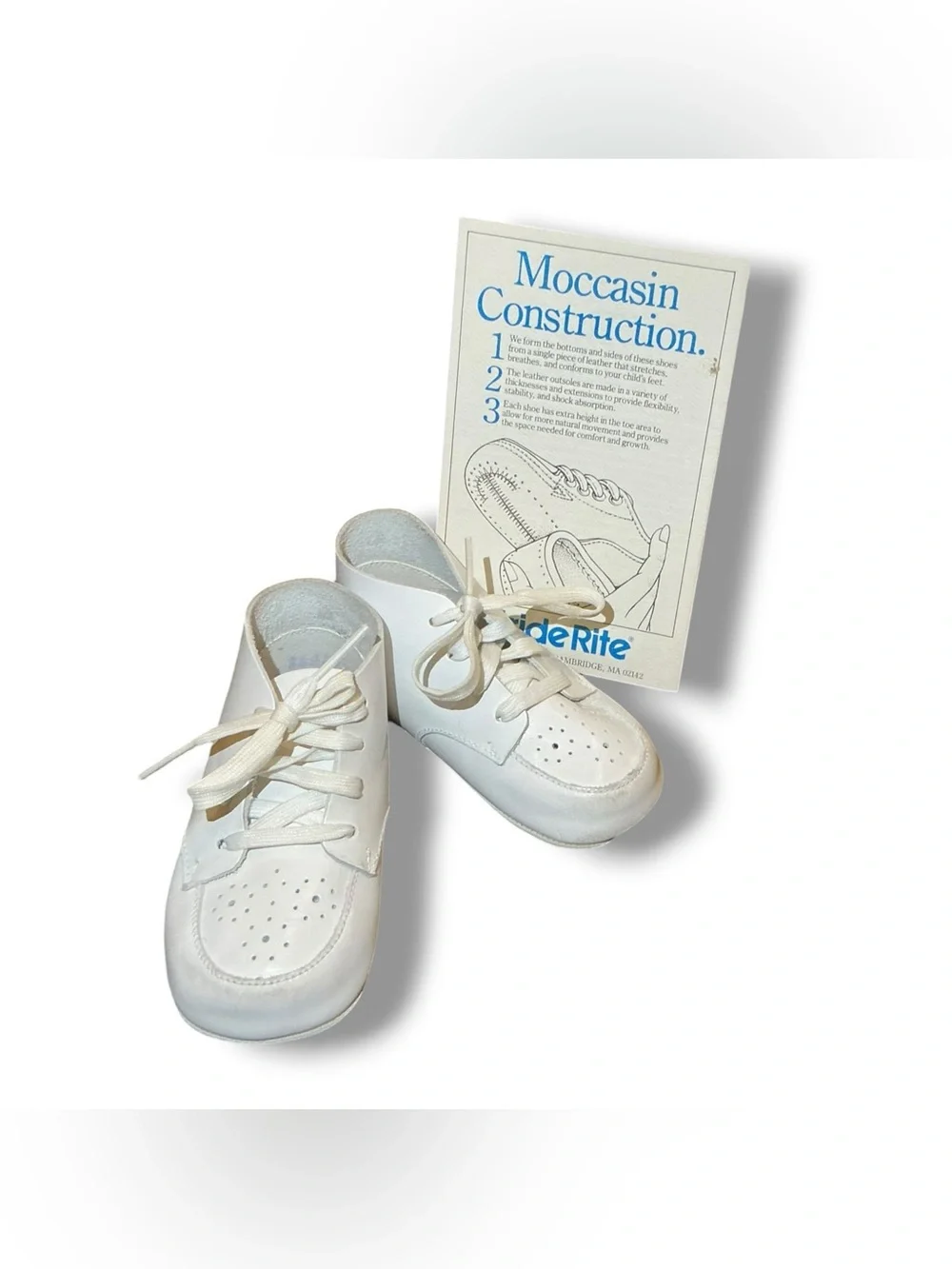 Vintage Stride Rite Buster Brown White Leather Pre-Walker Baby Shoes 2M